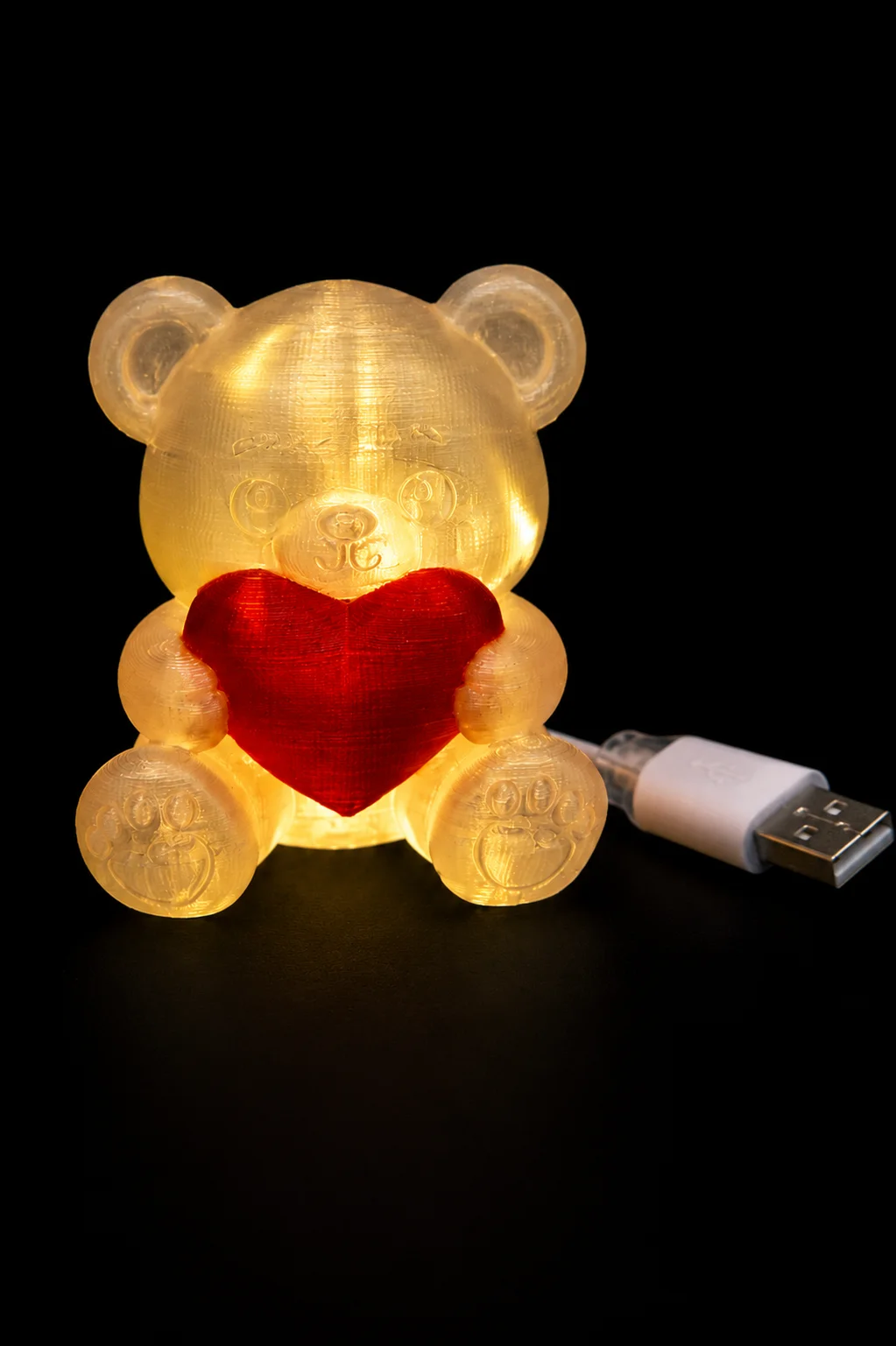Bär mit Herz und LED – 3D-Druck Produktbild von Scherer 3D